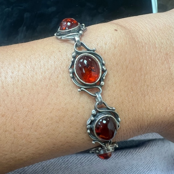 Jewelry - Vintage Natural Baltic Amber with 925 silver bracelet